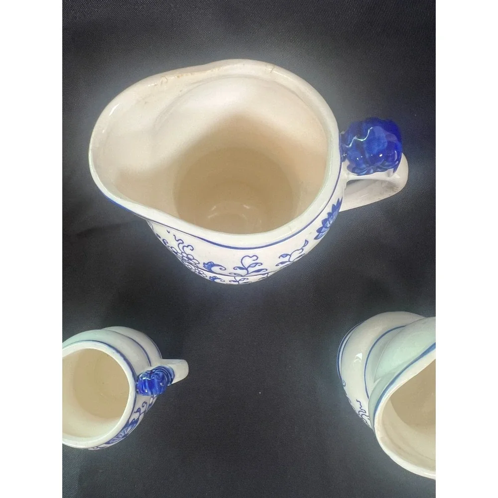 Vintage Blue Onion Arnart Ceramic Liquid Measuring Cups Set Floral Euro Kitchen‎
